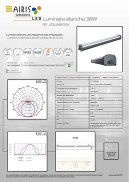 Luminaire LED étanche 36 W ultra résistant à angle de 120° | Luminaire étanche 36W