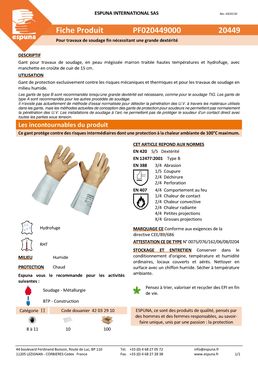 Gants de protection en peau mégissé | 20449 00