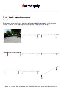 Barrière levante à contrepoids, support suspendu à la lisse