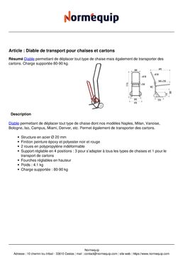 Diable de transport pour chaises et cartons