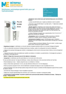 Distributeur automatique grand trafic pour gel hydroalcoolique | ME-DISTRI10L  