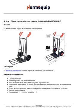 Diable acier bavette fixe et repliable 300kg