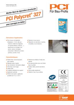 Mortier fibré pour réparation structurale du béton 3 à 80 mm | PCI Polycret 327