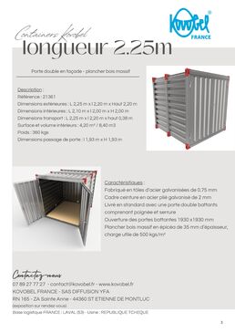 Container de stockage démontable de 2.25 m | KOVOBEL FRANCE