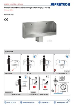 Urinoir collectif mural en inox | Urinoir Mural Inox Collectif SPN