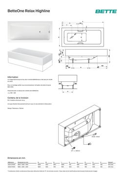 Baignoire rectangulaire semi-encastrée à tablier fixe acier titane vitrifié | BetteOne Relax Highline