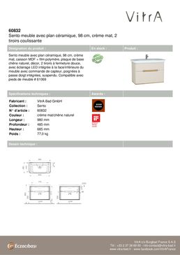 Meuble avec plan céramique pour salle de bain SENTO | 60832 