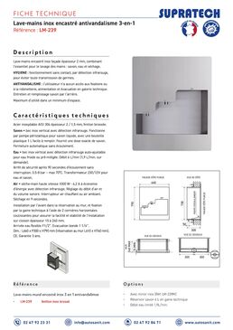 Lavabo antivandalisme mural encastré inox 3 en 1 | Combiné encastré inox LM-239