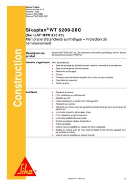 Membrane d'étanchéité pour zones de stockage chimique | Sikaplan WT 6200-20C