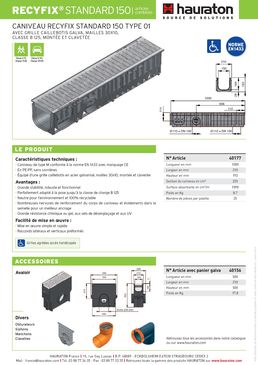 Caniveau en PE-PP de 15 cm de largeur intérieure | Recyfix Standard 150