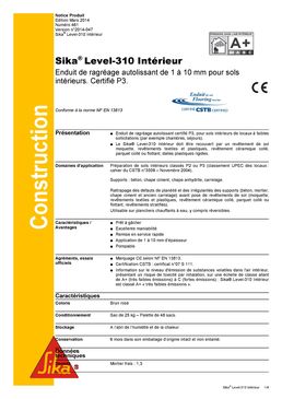 Enduit de ragréage autolissant P3 pour sols intérieurs 1 à 10 mm | Sika Level-310 Intérieur