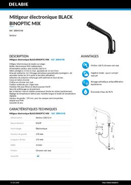 Mitigeur électronique sur secteur | BLACK BINOPTIC MIX 388MCHB