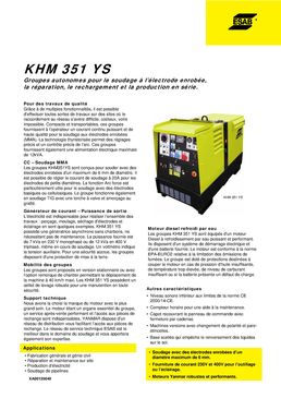 Groupes autonomes pour soudage à l’électrode enrobée | KHM 351 YS