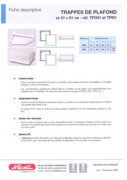 Trappe d'accès isolée de 58 cm de côté | Trappe de plafond TPI51