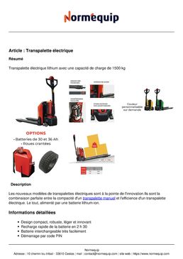 Transpalette électrique