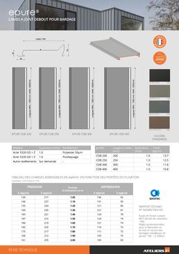 Bardage architectural en acier à joint debout | EPURE - 4 modèles de 4 largeurs pour des façades régulières ou rythmées 