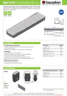 Caniveau en PE-PP de 20 cm de largeur intérieure | Recyfix Standard 200