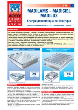 Exutoire de fumée à lames aluminium à manoeuvre pneumatique ou électrique | Madilams