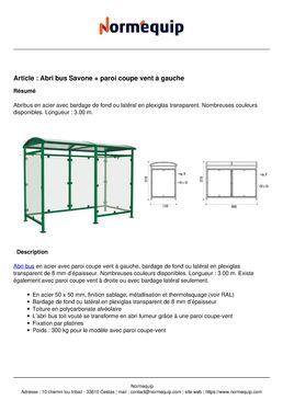 Abri bus Savone + paroi coupe vent à gauche