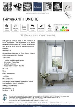 Peinture acrylique pour ambiances humides | Peinture ANTI HUMIDITE