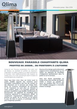 Gamme de parasols chauffants | PGP 113 / PGF 1211 / PGU 2013 QLIMA