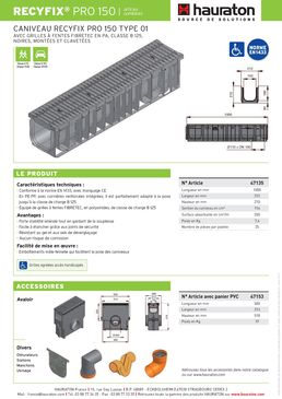 Caniveau en PE-PP 15 cm de largeur à cornières renforcées | Recyfix Pro 150