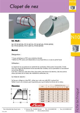 Clapet anti-refoulement pour extrémité de canalisation d'eaux non chargées | Clapet de nez