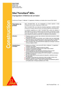 Inhibiteur de corrosion pour béton armé | Sika Ferrogard 903