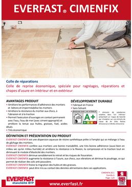 Mortier colle pour le ragréage et les réparations de chapes | EVERFAST CIMENFIX