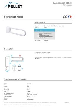 Barre relevable en tube aluminium | Barre relevable 600 mm 048860