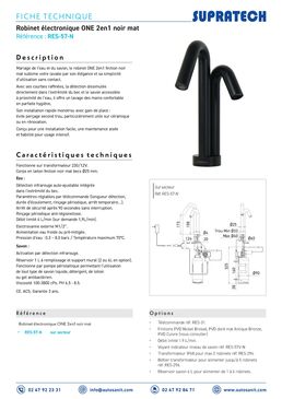 Robinet électronique ONE 2en1 eau et savon | RES-57