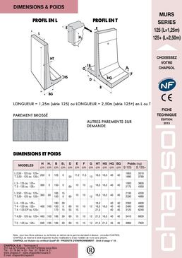 Murs béton de soutènement de 2,5 m de longueur | Murs séries 125+