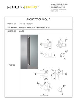 Poignée de porte battante sur-mesure | Francfort - AC276