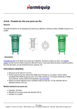 Poubelle de ville avec porte sac Rio