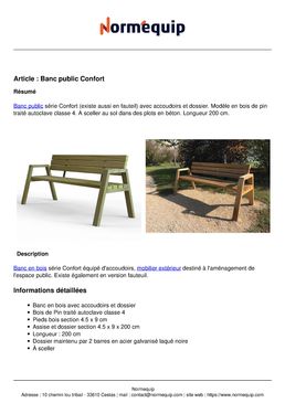 Banc public Confort