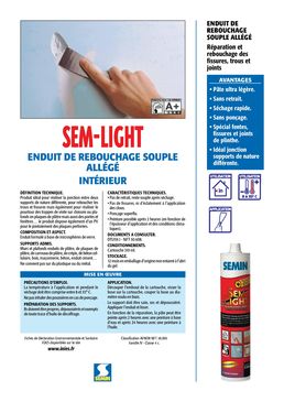 Enduit de rebouchage souple allégé pour l'intérieur | SEM-LIGHT EN CARTOUCHE 