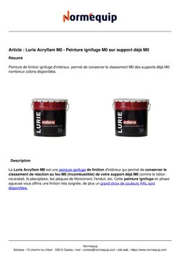 Lurie Acryflam M0 - Peinture ignifuge M0 sur support déjà M0