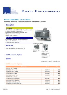 Caisson de désenfumage jusqu'à 5,5 kW | Exone F400