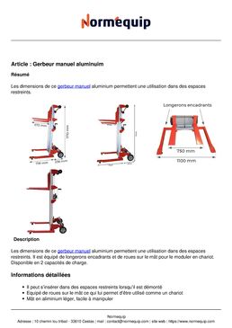 Gerbeur manuel aluminuim