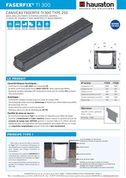 Caniveau en béton armé de 30 cm de largeur intérieure pour zones à trafic lourd | Faserfix TI 300 type 250