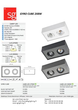 Plafonnier à spots LED orientables 2x8W pour éclairage intérieur | GYRO CUBE 2x8W