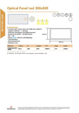 Luminaire led Optical Panel Led 300x600 | Néon France