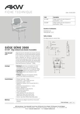 Siège rembourré avec dossier et accoudoirs pour sanitaire PMR | Série 2000 - 02130P