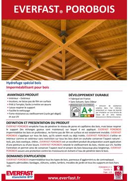  Imperméabilisant sans solvant pour bois | EVERFAST POROBOIS