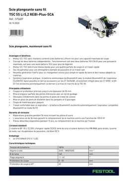 Scie plongeante sans fil | TSC 55 Li 5,2 REBI-Plus-SCA