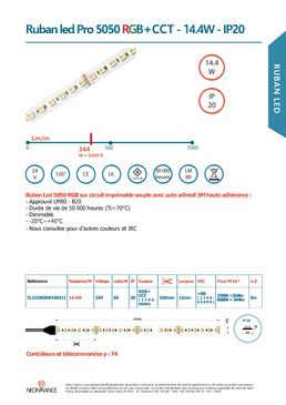 Ruban led Pro 5050RGB+CCT - 14.4W - IP20 | Néon France