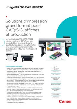 Solutions d'impression grand format 44'' pour CAO/SIG, affiches et production | Canon imagePROGRAF iPF830