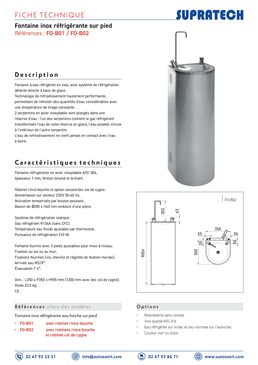 Fontaine à boire réfrigérée sur pied inox finition noire avec robinets sans contact à détection | FO-B02-N