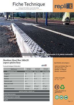 Bordures vielle pierre et quai bus + séparateur de voirie