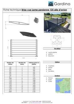 Clôture aluminium persienne 125 mm aile d'avion | GAR125PERSIENNE